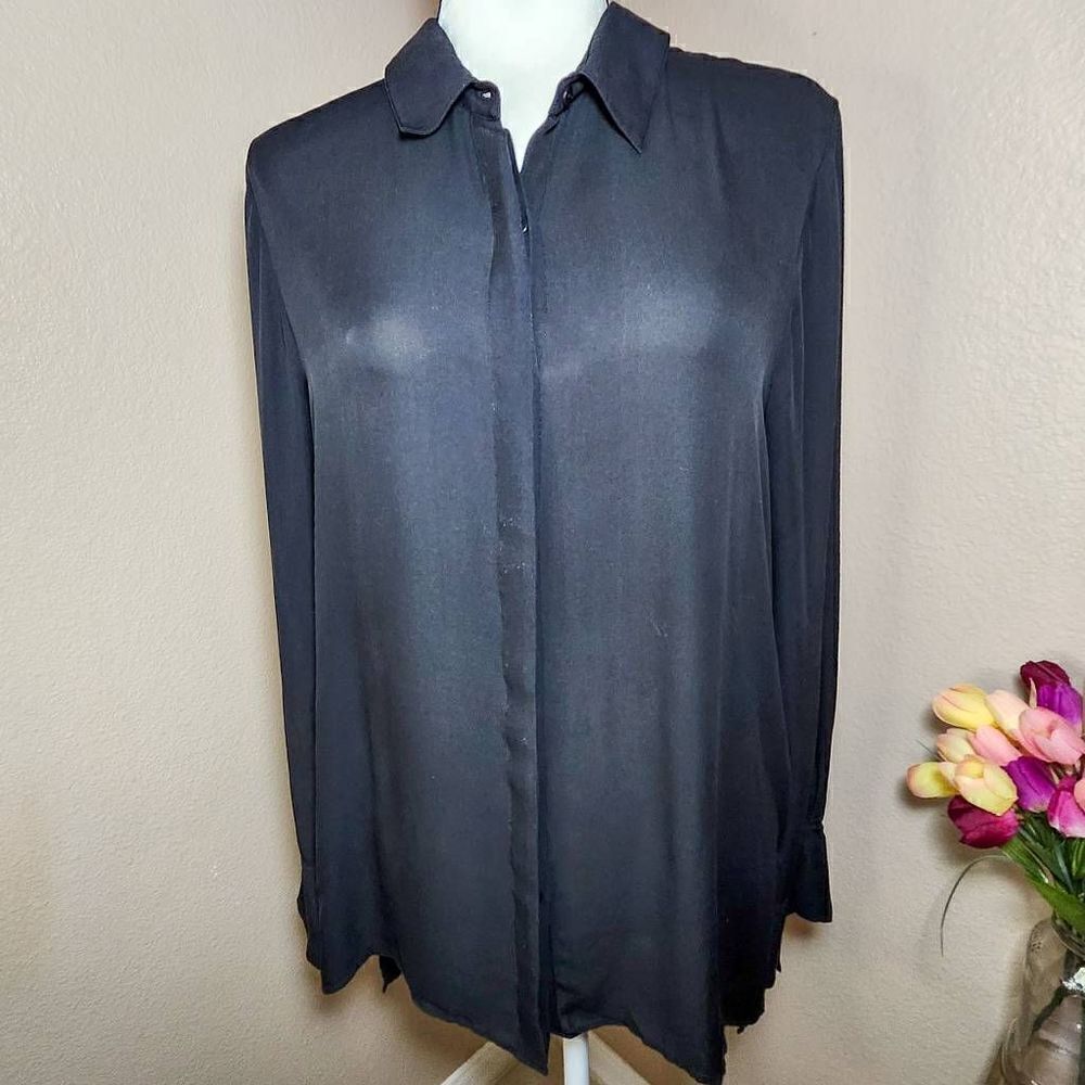Heather silk long sleeve blouse Size M